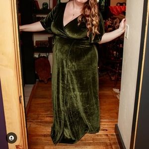 Baltic Born Velvet Wrap Dress Olive